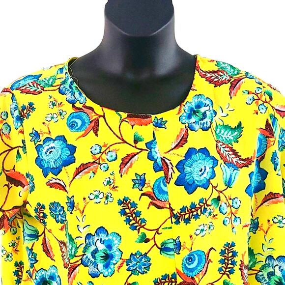 Excellent Condition Piphany Women's Floral Blouse, Lower tie Size XL, Yellow - Picture 5 of 6